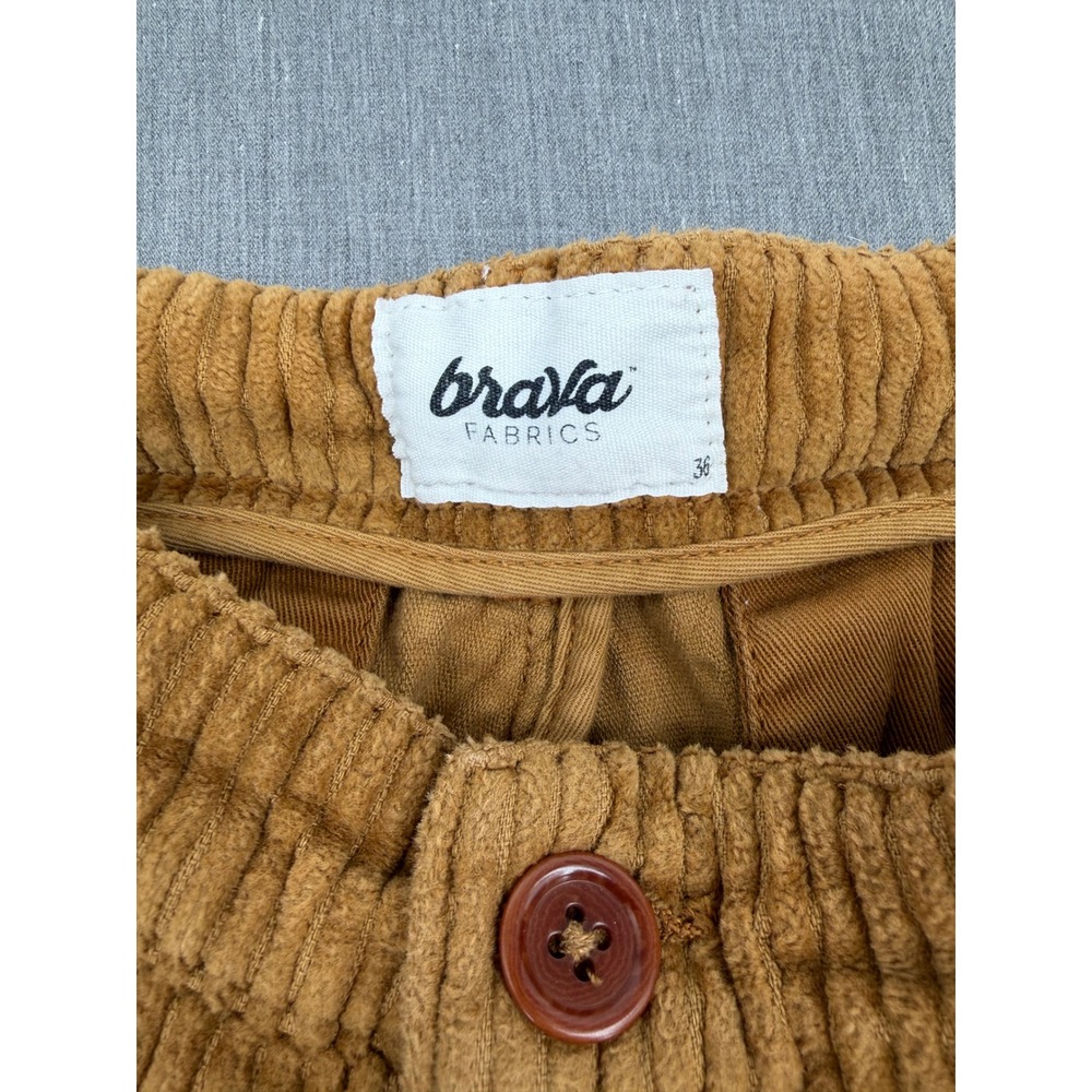 Brava Fabrics Mens Organic Cotton Corduroy Pants BrownSize 36 Wide Wale Trousers - Picture 2 of 7